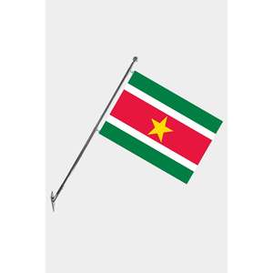 Suriname Telescopic Wall-Mounted Flagpole <b>Set</b> with Digital Printed Polyester Banners - Product Image 1