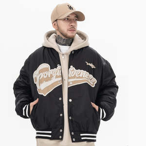 Blouson aviateur en toile respirante à col rond pour hommes avec logo personnalisé pour l'hiver Street Style - Product Image 2