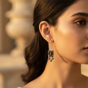 Pendientes de Plata 925 con Cuarzo Ahumado para Mujer, Joyería Elegante con Cristales de Piedras Preciosas - Product Image 2