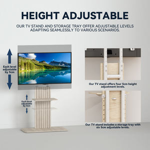 Manufactory Wholesale Mobile <strong>TV</strong> Floor Stand Mount for 32-<strong>70inch</strong> Flat <strong>Curved</strong> Screen With Wooden Stand Base - Product Image 5