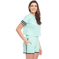 Ensemble de survêtements pour femmes, survêtement d'été 2 pièces pour dames, haut court, t-shirt et short, avec impression de Logo personnalisé