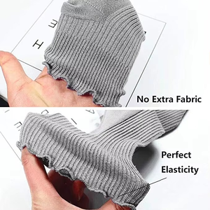 Venta al por mayor de calcetines tobilleros de algodón transpirable para mujer Cool Knit Ruffle Turn-Cuff diseño con volantes para la temporada de invierno - Product Image 6