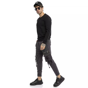 Pantalones de chándal informales de cintura media para hombre con bolsillos con cremallera, superventas, pantalones de chándal con múltiples bolsillos para colgar toallas, ropa para hombre - Product Image 4