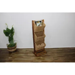 Vietnam Factory Wholesale Best Price Water Hyacinth Tier Magazine Rack For Home Indoor Living Office Furniture