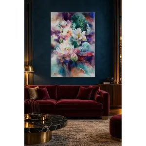 ภาพพิมพ์บนผ้าใบลายดอกบัวสีชมพูและสีขาวของฟิดา - Product Image 1