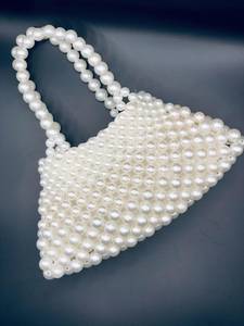 Bolsa de almacenamiento hecha a mano moderna con cuentas de perlas de marfil | Bolso de hombro Hobo de plástico de gran capacidad con uso en armario - Product Image 2