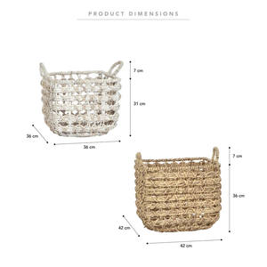 Nouvelle arrivée ensemble de deux pièces de panier décoratif en jacinthe d'eau pour la décoration de la maison avec poignées du Vietnam meilleure vente - Product Image 2