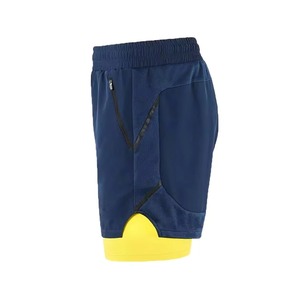 Shorts de sport à double couche à prix bas, best-sellers, vente en gros, étiquettes personnalisées, poches latérales à fermeture éclair, pantalons courts pour hommes - Product Image 3