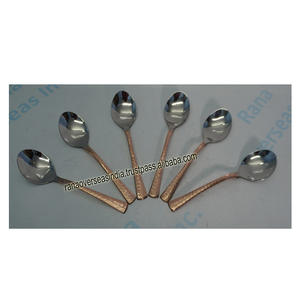 Cuchara de vajilla de cobre de acero de Venta caliente de calidad superior con juego de vajilla de cubiertos de diseño de martillo para el hogar restaurante Hotel - Product Image 4