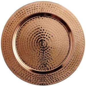 Assiette de présentation en métal martelé de forme ronde, finition argentée, pour la maison et la table de mariage, vaisselle de présentation - Product Image 2