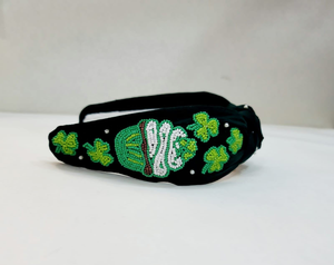 Bandeau pour cheveux en velours et perles fait main de haute qualité sur le thème de la Saint-Patrick, accessoires pour cheveux, bandeaux pour tous les jours - Product Image 2