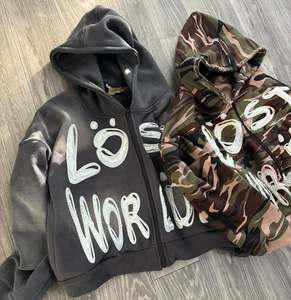 เสื้อมีฮู้ดสไตล์สตรีทแวร์สำหรับผู้ชายเสื้อมีฮู้ดสีชมพูฟอกซีดกันแดดสไตล์วินเทจ500GSM เทอร์รี่ - Product Image 2