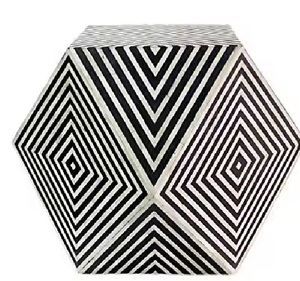 Tabouret en incrustation d'os au design moderne fait à la main Meubles en bois noir et blanc de la plus haute qualité pour la maison Sièges de chambre à coucher pour le salon - Product Image 2
