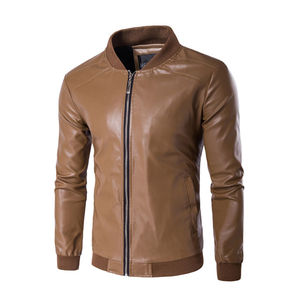 Veste de mousse pour hommes à prix de gros personnalisée Veste coupe-vent pour hommes avec col montant et veste en cuir à fermeture éclair avec logo - Product Image 2