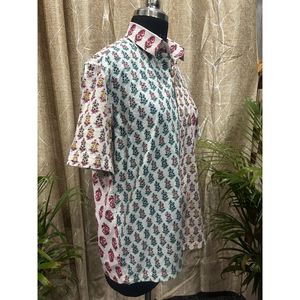 เสื้อเชิ้ตผู้ชายลำลองผ้าฝ้าย 100% ลายดอกไม้ หลายสี ผ้าป๊อปลินทอ ขนาด 5XL - Product Image 3