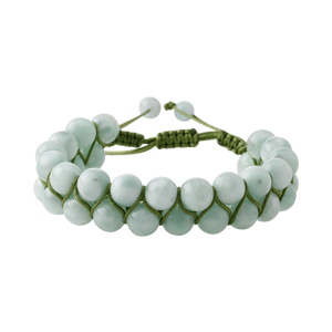 Pulsera de Macramé de Doble Hilera con Larimar Verde de 8mm y Piedras Naturales - Product Image 1