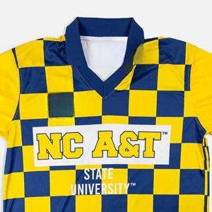 Camiseta de fútbol de tablero de ajedrez de Carolina del Norte, 100% algodón, logotipo frontal impreso, tela de punto transpirable de talla grande, informal - Product Image 2