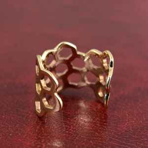 แหวนรังผึ้งทองเหลืองแข็งขายดีที่สุดใน925เงินสเตอร์ลิงหรือเครื่องประดับชุบทอง18K สำหรับผู้หญิงแหวนผึ้งเครื่องประดับแฟชั่น - Product Image 3