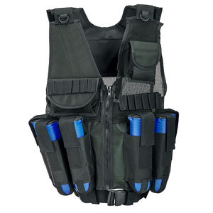 เสื้อกั๊กเพนท์บอลแบบขายส่งสั่งทำได้สำหรับทุกเพศ 6 ช่องใส่กระสุน ปรับขนาดได้ ผลิตจากโพลีเอสเตอร์ บริการ OEM อุปกรณ์ยิงปืน - Product Image 4