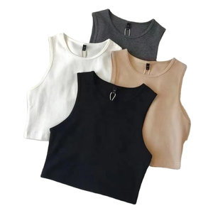 Wholesale 2026 Comfortable Women's Short Crop <b>Top</b> 100% Cotton Quick Dry Breathable Summer Sale Front Logo - Product Image 3