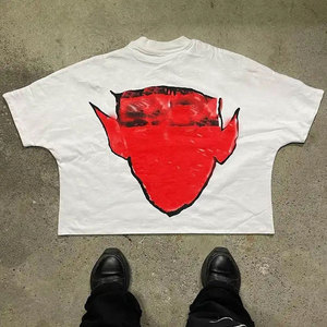 OEM personalizado hombres 100% algodón Boxy Fit camiseta 220g peso pesado serigrafía diseño sin costuras impresión gráfica completa estambre - Product Image 2