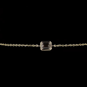 Pulsera de diamantes cultivados en laboratorio de 0,57 quilates en oro amarillo de 14 quilates, corte esmeralda, claridad de, cadena minimalista de 7 pulgadas - Product Image 3