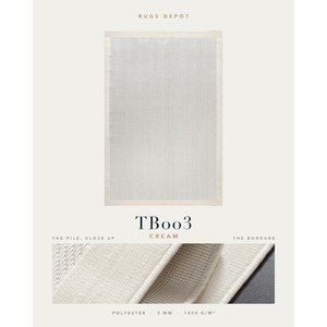พรมโพลีเอสเตอร์แบบซักได้สำหรับขายส่ง รุ่น THE BORDURE TB003 สีครีม ผลิตด้วยเครื่องจักรแบบตุรกี สำหรับห้องนั่งเล่น โรงแรม และโครงการต่างๆ - Product Image 2