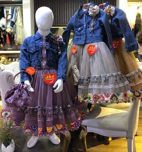 Koti – robe en jean spécial gheri avec sac, couleur violet et gris, noir et gris, robes de fête fantaisie pour bébé fille - Product Image 1