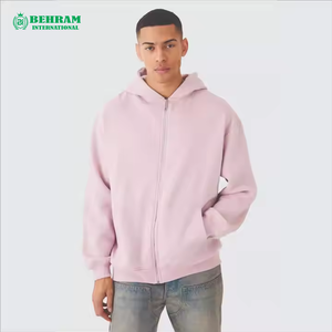Sweat à capuche épais uni à double fermeture éclair 430 g/m² en molleton coupe classique marron streetwear unisexe 100 % coton respirant séchage rapide - Product Image 6