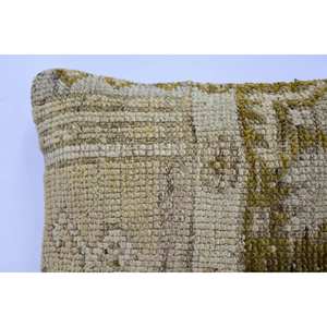 Beige Wool <b>Kantha</b> Patchwork Pillow 12x12 Inch Luxurious Vintage Embroidered Fluffy Print Rustic <b>Throw</b> Pillow for Floor Use - Product Image 2