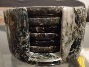 Ensemble de 6 sous-verres élégants en marbre noir, sous-verres en pierre naturelle pour le thé et le café, décoration d'intérieur - Product Image 2