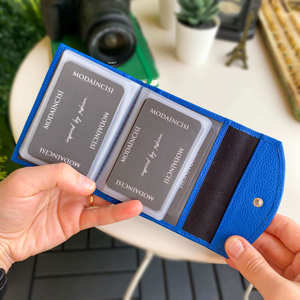 Portefeuille moderne en cuir véritable bleu pour hommes, carte personnalisée et produit haut de gamme élégant fabriqué en Turquie - Product Image 4