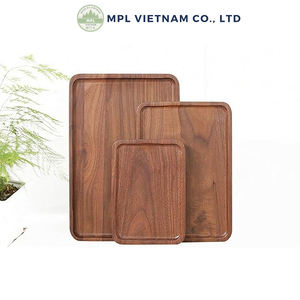 Bandeja de Servir de Madera de Nogal Negro Sólido de Lujo, Plato Decorativo Rectangular Elegante para Postres y Café - Product Image 5