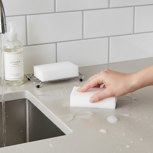 Esponja de limpieza de espuma de melamina ecológica de 6 piezas, almohadillas de limpieza blancas de alta densidad con absorción de agua del 500%-750% para cocina - Product Image 4