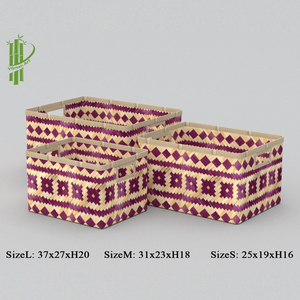 Handmade 100% Bamboo Storage <b>Baskets</b> Colorful Square Wicker Design Vietnam Handicraft <b>Basket</b> - Product Image 2