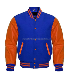 Chaqueta Bomber Varsity de Invierno para Hombre, Personalizada, de Alta Calidad, con Cuello Alto, Mangas de Cuero, Recubierta de Lana y Cuero, al por Mayor - Product Image 4