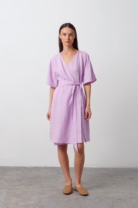 Última moda Casual Wear mujeres Lino Wrap elegante Formal Simple Boho Midi vestido para mujer - Product Image 3