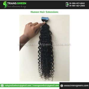 Gran oferta exclusiva en calidad excepcional Virgin Temple 100% Raw sin procesar Kinky Curly Tape Extensión de cabello humano Cutícula India - Product Image 6