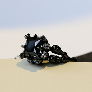 Jeulia Black Tone Princess Cut Sterling Silver <b>Skull</b> <b>Ring</b> for Anniversary - Product Image 5