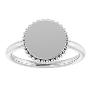 Rose Gold Plated Beaded Signet <b>Ring</b> Engravable Retro Trendy Hip-Hop Fashionable Inlay Championship <b>Ring</b> Casual Style Gift - Product Image 3