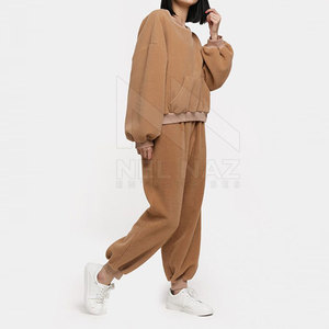 Logo sur mesure marque privée Slim Fit sweat à capuche costume de jogging femmes plaine survêtements ensemble survêtement à bas prix - Product Image 2