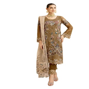 Ramsha Vol A-9 trois pièces robes panjabi en mousseline de soie pour femmes conception pakistanaise tenue de soirée brodée - Product Image 1