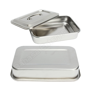 Stainless Steel Dental <b>Instruments</b> <b>Surgical</b> Medical Storage Box <b>Instrument</b> Tray Organizer Holder With Lid & Handle Grip - Product Image 6