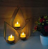 AK Fil de laiton Design chauffe-plat en métal fini or ensemble de 3 en 1 avec crochet rond supérieur pour occasion spéciale/décor de fêtes