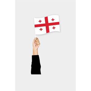 Drapeau de Géorgie personnalisé à tenir à la main, imprimé numériquement en nylon, polyester ou soie, pour l'affichage dans les domaines automobile, assurance et éducation - Product Image 1