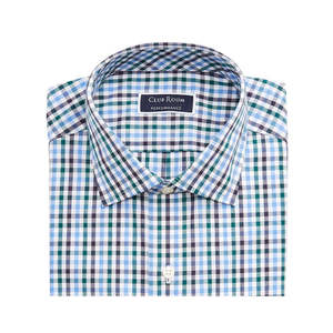 Camicia Classica da Uomo in Popeline Blu Navy a Quadretti, Vestibilità Regolare, Resistente alle Pieghe, Colletto con Bottoni, Taglie 32-33 - Product Image 3