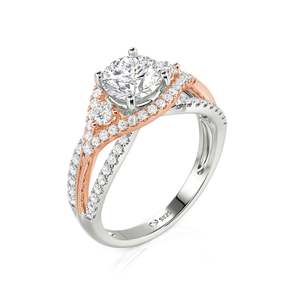 Anillo de Compromiso de Plata de Ley con Corte Halo Redondo Certificado por Jeulia IGI - Product Image 2