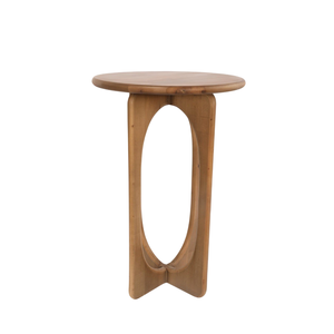 Table d'appoint en bois de manguier massif de qualité supérieure, plateau rond, base, table d'appoint, finition naturelle, meubles pour la maison, pour les petits espaces - Product Image 3