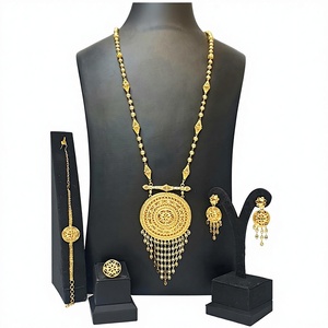 ชุดสร้อยคอจี้ทองคำชุบ 24K ดีไซน์ทันสมัยสำหรับผู้หญิง สไตล์อาหรับ เครื่องประดับชั้นดีสำหรับงานแต่งงานและงานปาร์ตี้ - Product Image 1