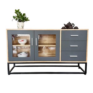 KTB68114 Modern Living Room Furniture Display <b>Cabinet</b> Rubberwood with Iron Legs - Product Image 2